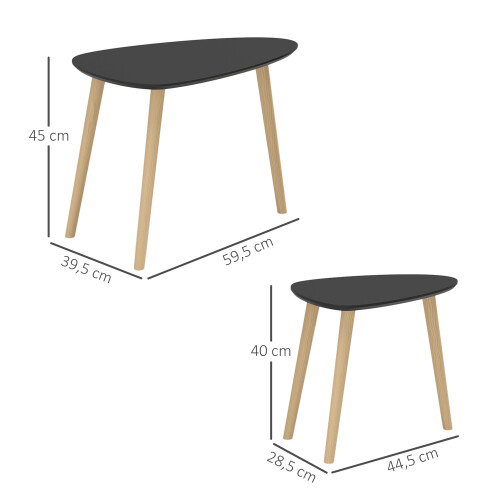 Homcom Mesas de Centro Negro 59.5 x 39.5 x 45 cm 2