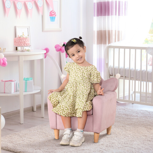Homcom Sillón Infantil Rosa 50 x 42 x 58 cm 1