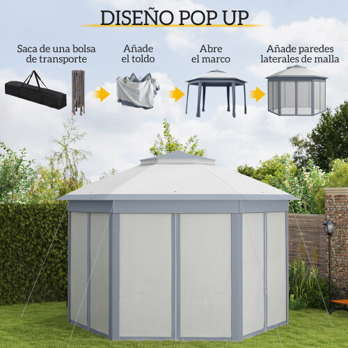 Outsunny Carpa Plegable Gris 405 x 340 x 285 cm 1