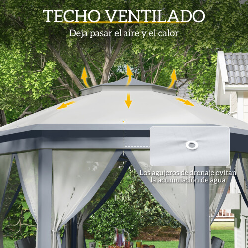 Outsunny Carpa Plegable Gris 405 x 340 x 285 cm 2