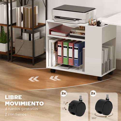 Homcom Mesa Auxiliar Móvil Blanco 70 x 36 x 60 cm 1