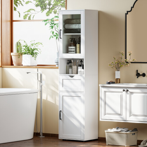 Homcom Columna de Baño Blanco 40 x 30 x 165 cm 1