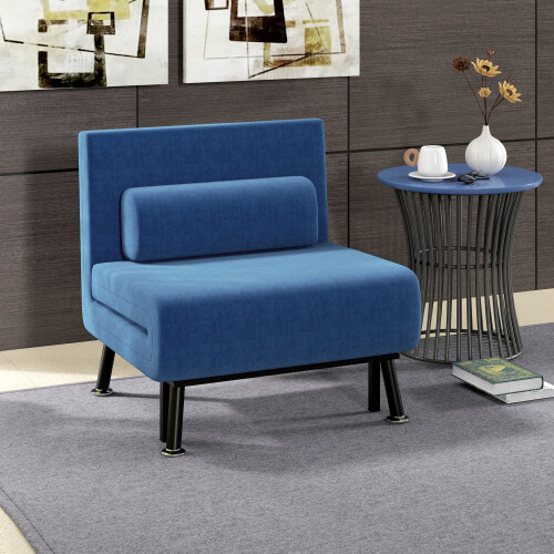 Homcom Sofá Cama Individual Azul 75 x 70 x 75 cm 1