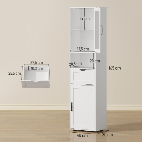 Homcom Columna de Baño Blanco 40 x 30 x 165 cm 2