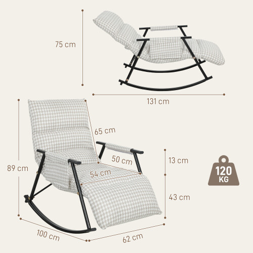 Homcom Silla Mecedora Gris 62 x 100 x 89 cm 2