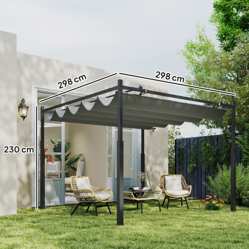 Outsunny Pérgola Gris 298 x 298 x 230 cm 2