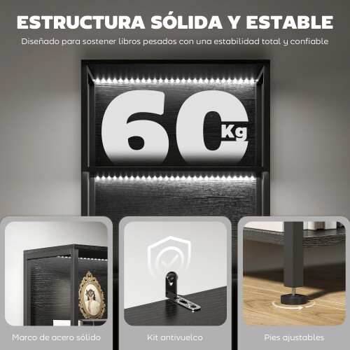 Homcom Librería Negro 60 x 30 x 179 cm 1