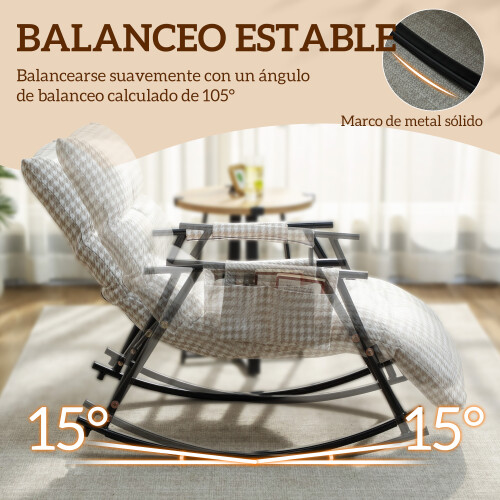 Homcom Silla Mecedora Gris 62 x 100 x 89 cm 2