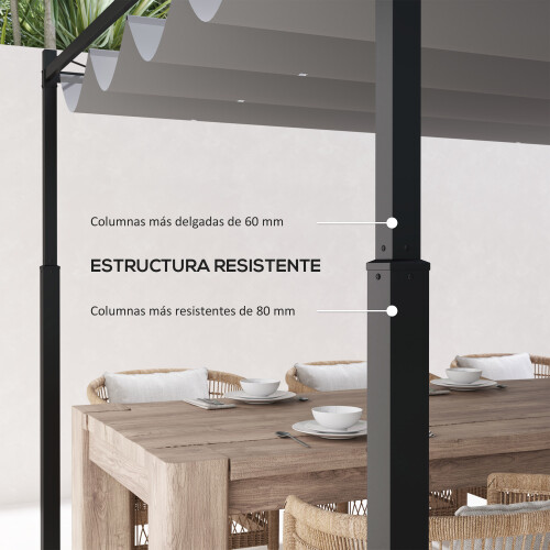 Outsunny Pérgola Gris 298 x 298 x 230 cm 2