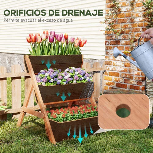 Outsunny Jardinera Marrón 65 x 75 x 76 cm 2