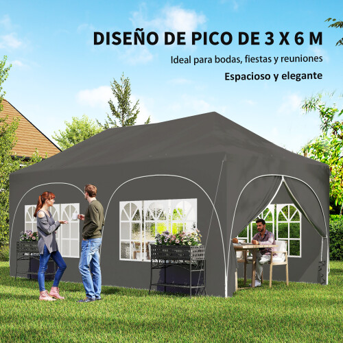 Outsunny Carpa Plegable Gris 598 x 300 x 315 cm 1