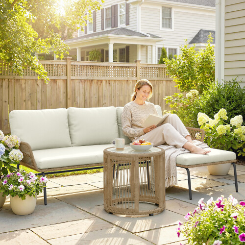 Outsunny Muebles de Jardín Beige 122 x 79 x 75 cm 2