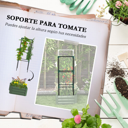 Outsunny Jardinera con Celosía Verde 61 x 61 x 140 cm 1