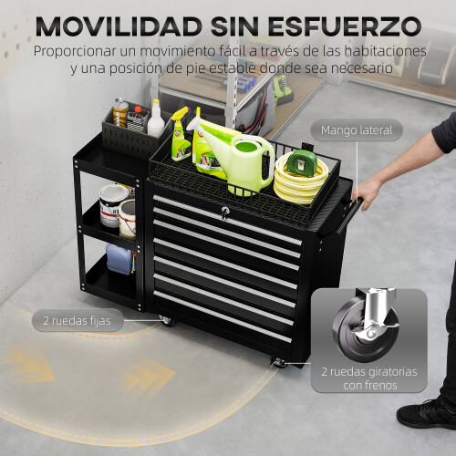 Homcom Carro de Herramienta Negro 96 x 33.5 x 75 cm 2