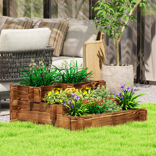 Outsunny Jardinera Marrón 93 x 93 x 35 cm 1