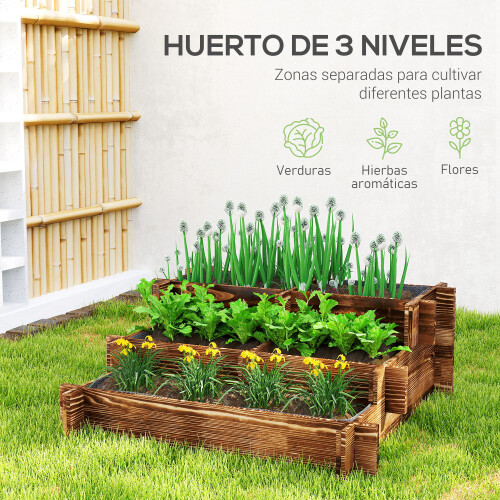 Outsunny Jardinera Marrón 93 x 93 x 35 cm 2