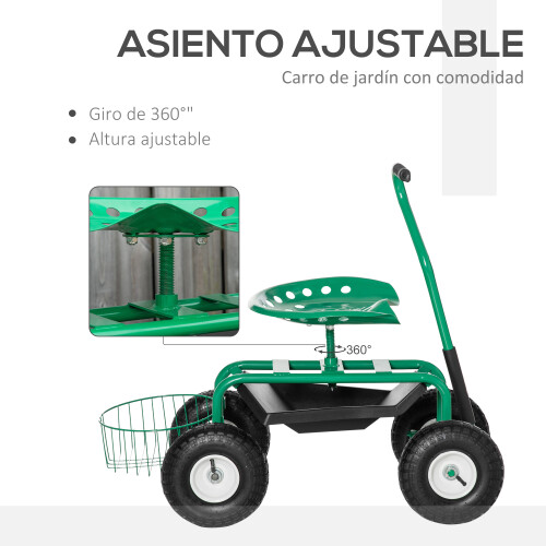 Outsunny Carrito de Jardín Verde 98 x 45 x 87 cm 2