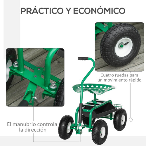 Outsunny Carrito de Jardín Verde 98 x 45 x 87 cm 1