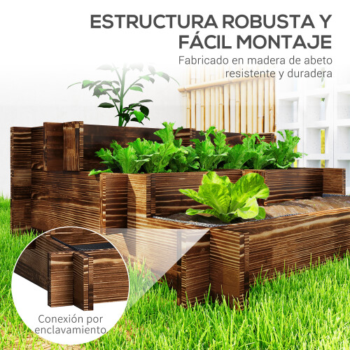 Outsunny Jardinera Marrón 93 x 93 x 35 cm 1