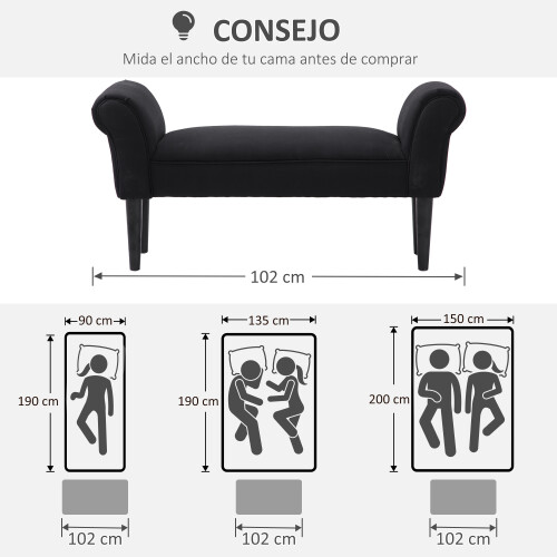 Homcom Banco Pie Cama Gris 102 x 36 x 51cm 1