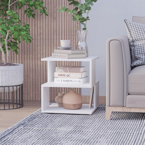 Homcom Mesilla Centro 2 Nivele Blanco 40 x 40 x 43cm 1