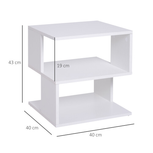 Homcom Mesilla Centro 2 Nivele Blanco 40 x 40 x 43cm 2