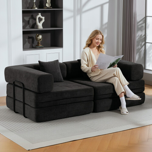 Homcom Sofá Cama Gris 198 x 100 x 69 cm 1