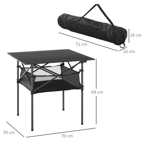 Outsunny Mesa de Camping Plegable Negro 70 x 70 x 69 cm 2