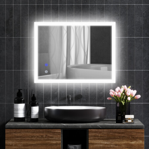 Espejo de Baño Gris 80 x 60 x 3 cm 2