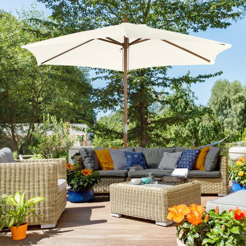 Outsunny Parasol de Jardín Blanco Ø250 x 230 cm 1