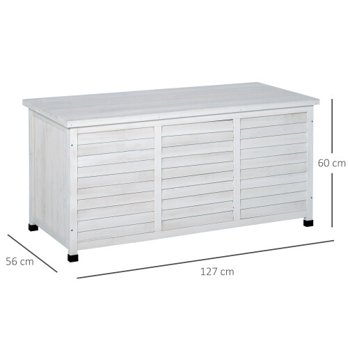 Outsunny Baúl de Madera Blanco 127 x 56 x 60 cm 2