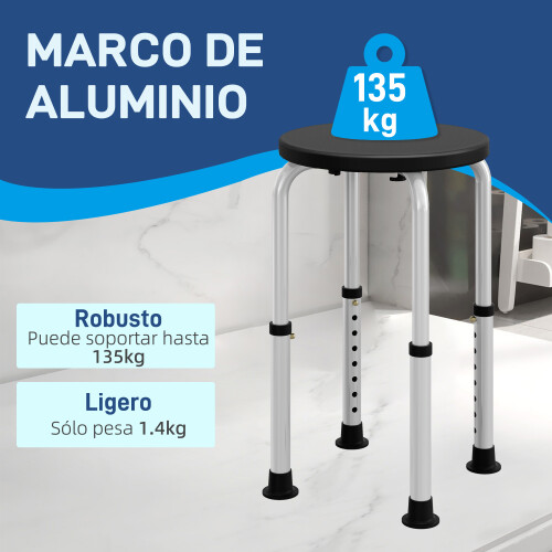 Homcom Taburete de Ducha Negro 32.2 x 41 x 54 cm 1