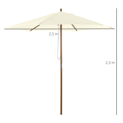 Outsunny Parasol de Jardín Blanco Ø250 x 230 cm 2