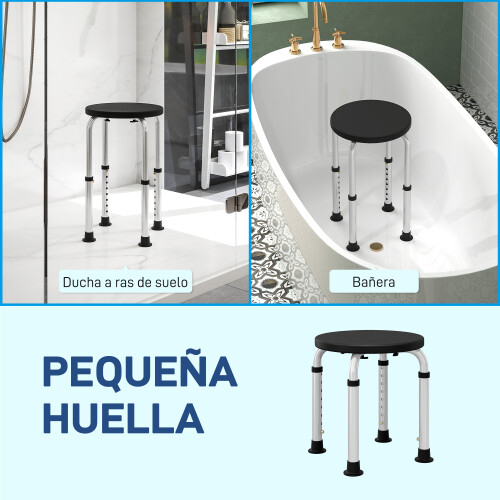 Homcom Taburete de Ducha Negro 32.2 x 41 x 54 cm 2