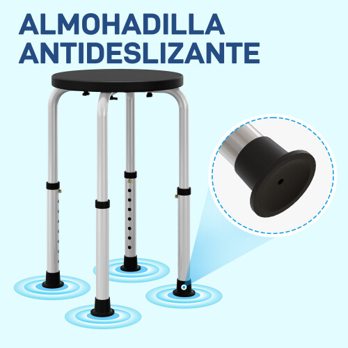 Homcom Taburete de Ducha Negro 32.2 x 41 x 54 cm 2