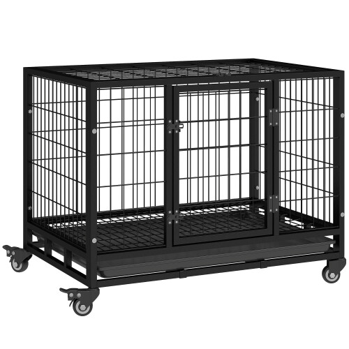 PawHut Jaula para Perro Negro 92 x 62 x 75 cm