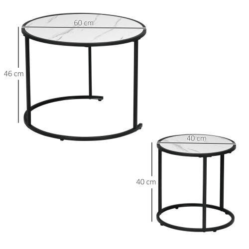 Homcom Set 2 Mesas Auxiliare Blanco 60 x 60 x 46 cm 2