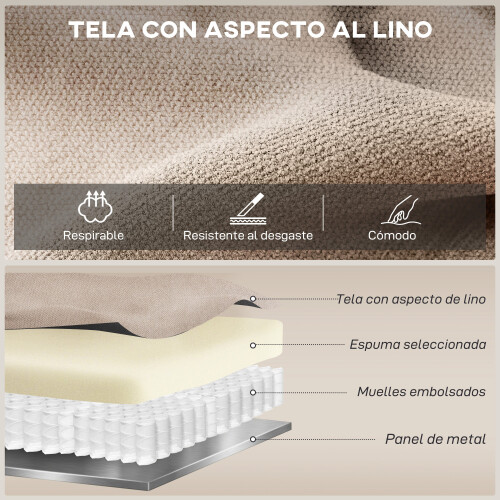 Homcom Sillón Reclinable Beige 85 x 93 x 105 cm 2