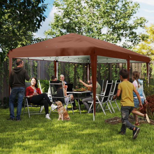 Outsunny Carpa Plegable Marrón 585 x 295 x 270 cm 1