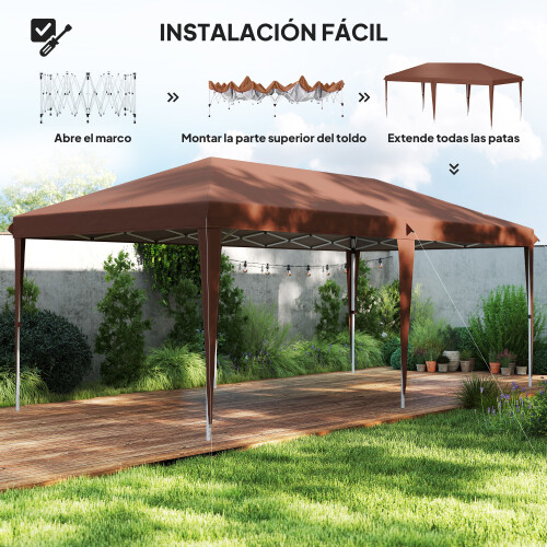 Outsunny Carpa Plegable Marrón 585 x 295 x 270 cm 1