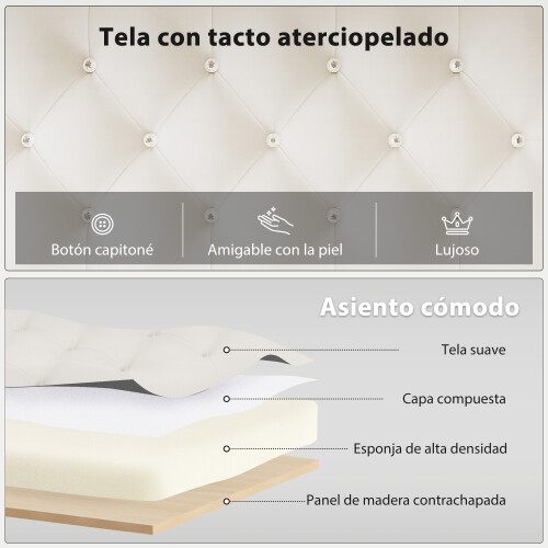 Homcom Pie de Cama Beige 117 x 40 x 48 cm 1
