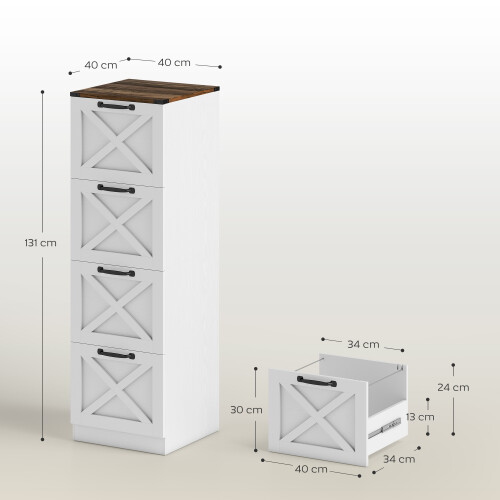 Homcom Cajonera de Escritorio Blanco 40 x 40 x 131 cm 2
