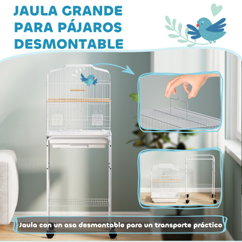 PawHut Jaula para Pájaro Blanco 46.5 x 36 x 124 cm 2