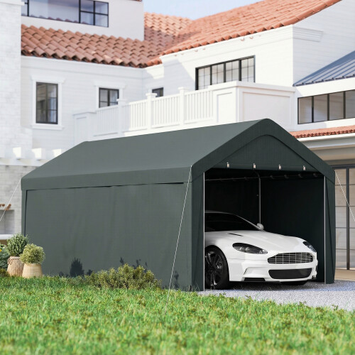 Outsunny Carpa para Garaje Gris 590 x 300 x 280 cm 1