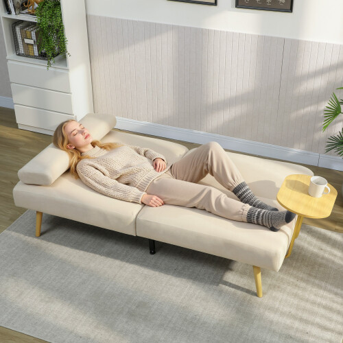 Homcom Sofá Cama Beige 196 x 86 x 81 cm 1