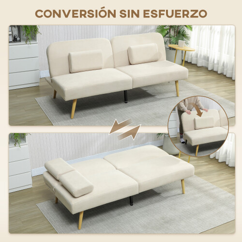 Homcom Sofá Cama Beige 196 x 86 x 81 cm 1