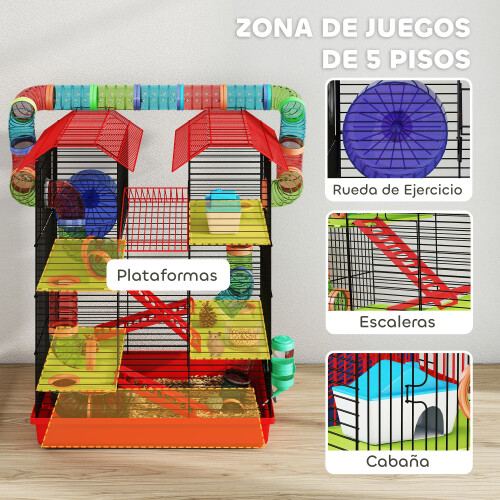 PawHut Jaula para Hámster Rojo 47 x 30 x 59 cm 1