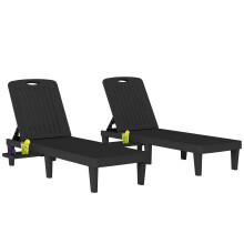 Conjunto de Tumbonas Negro 192 x 57 x 28.5 cm