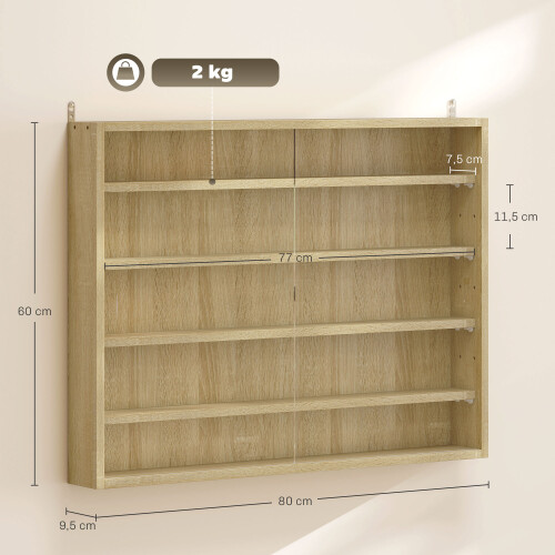 Homcom Vitrina Expositora Marrón 80 x 9.5 x 60 cm 2