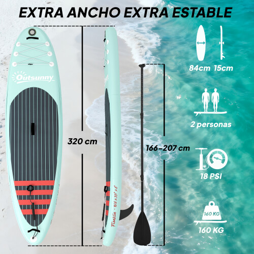 Outsunny Paddle Surf Hinchable Azul 320 x 84 x 15 cm 2
